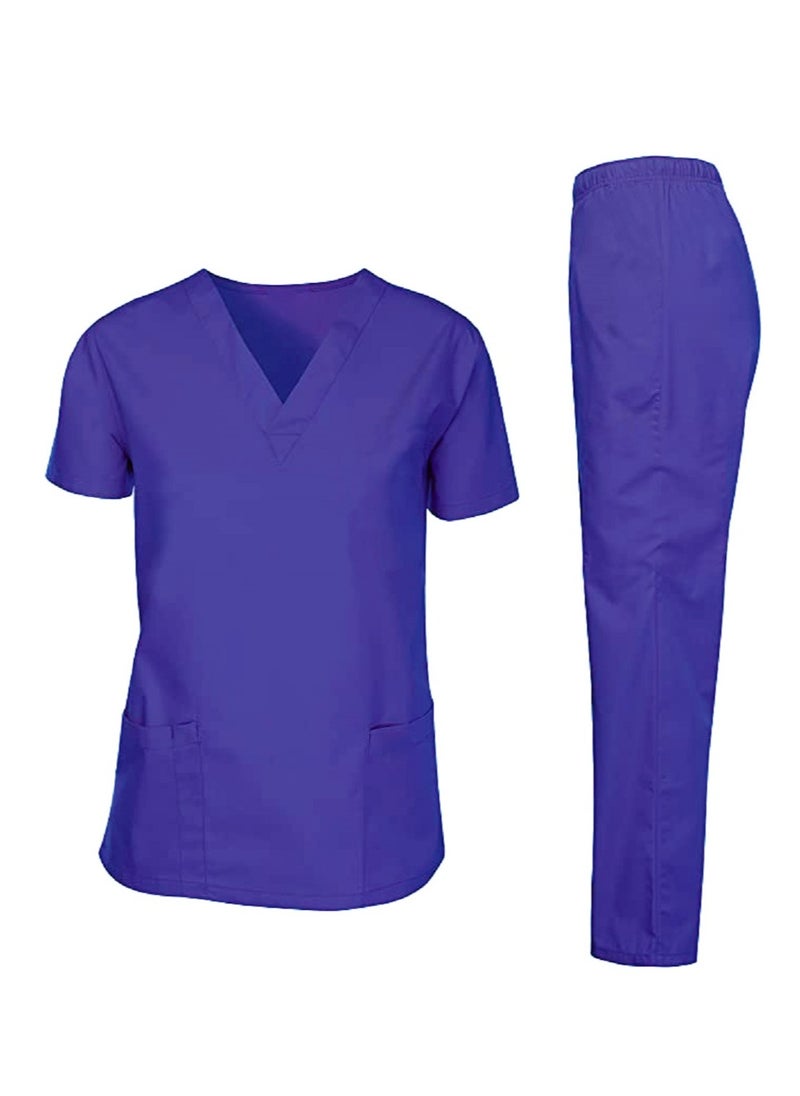 Rannah's Uniform Scrubs Medical Uniform Unisex Top and Pants Purple Nurse Suit Set 
