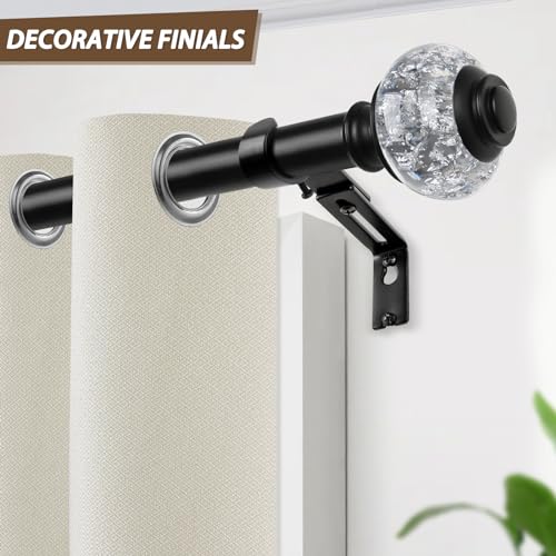 USFOOK 2 Pack Window Treatment Finials for 1 or 7/8 Inch Curtain Rods, Black Drapery Rods Replacement Finials with M6 Screws, Translucent Finials Embedded with Silver Foil - Image 5