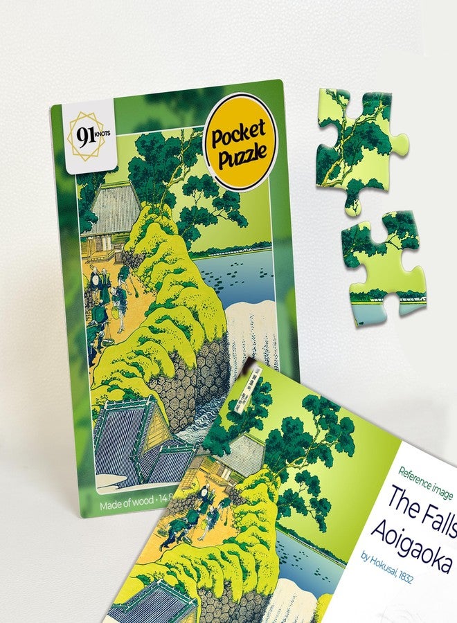 91Knots - The Falls at Aoigaoka Wooden Jigsaw Puzzle (140 Pieces) for Adults and Kids | Japanese Ukiyo-e Artwork | Brain Booster Games & Toys for Above 5+ Years | Ideal Travel Friendly Gift - Image 1