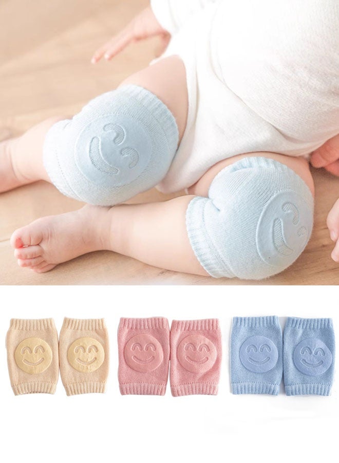 3 Pairs Baby Crawling Anti-Slip Knee Pads Protect Infants & Toddlers Knees - Image 1
