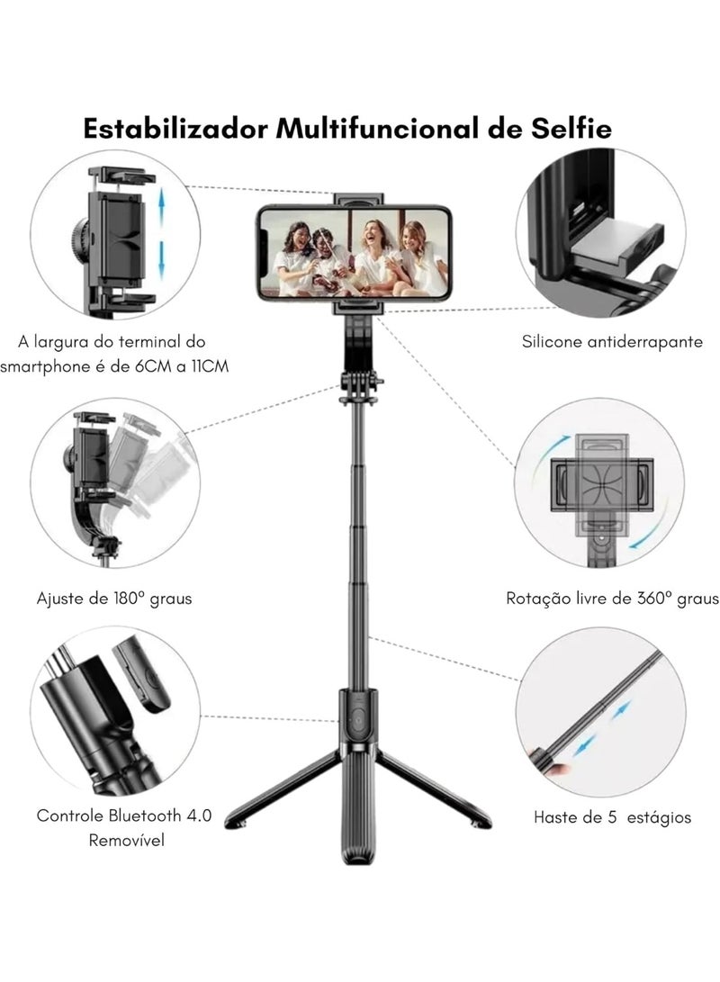 ACLIX L08 Bluetooth Handheld Gimbal Stabilizer Mobile Phone Selfie Stick Holder Adjustable Selfie Stand with Tripod - Image 3