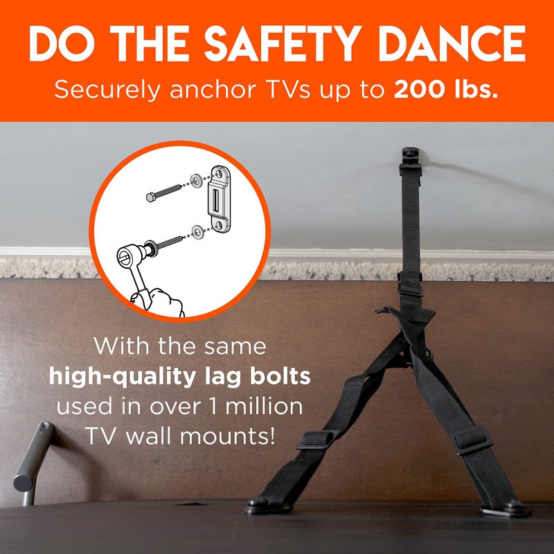 ECHOGEAR أحزمة أمان تلفاز ECHOGEAR للتلفزيونات الكبيرة - مثبتات مضادة للانقلاب قوية للتلفزيونات حتى 90 بوصة - تأمين للجدار أو الأثاث - مُجمعة مسبقًا لتسهيل حماية الأطفال وحماية من الزلازل - Image 5