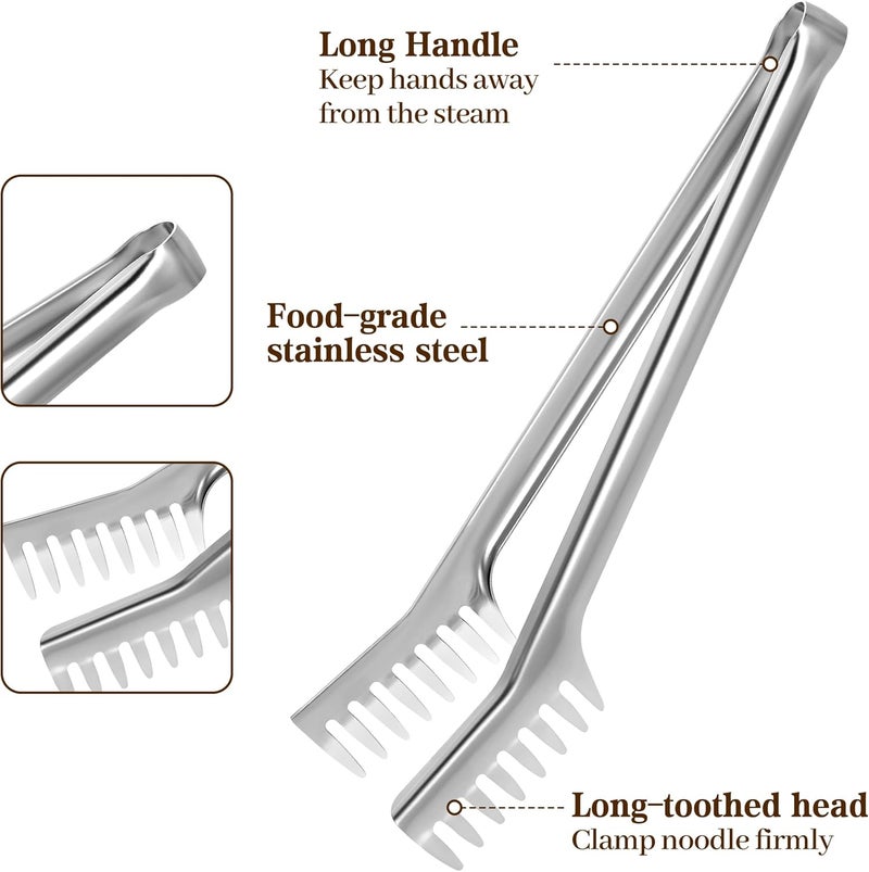 Pleafind Spaghetti Spoon and Spaghetti Tong - 12 Inch Extra-thick, Non-Stick Spaghetti Fork and Kitchen Tong, Easy Storage and Dishwasher Safe Utensils for Cooking, Ergonomic Design - Image 5