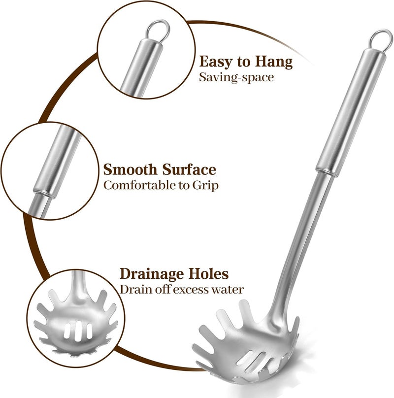 Pleafind Spaghetti Spoon and Spaghetti Tong - 12 Inch Extra-thick, Non-Stick Spaghetti Fork and Kitchen Tong, Easy Storage and Dishwasher Safe Utensils for Cooking, Ergonomic Design - Image 3