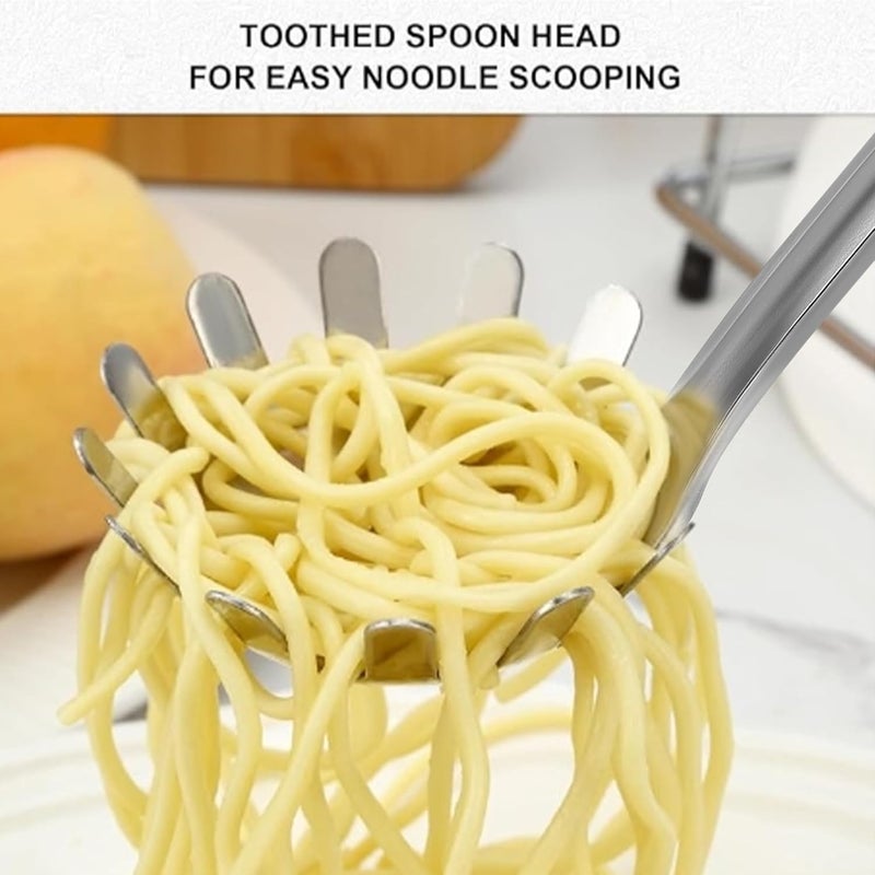 Pleafind Spaghetti Spoon and Spaghetti Tong - 12 Inch Extra-thick, Non-Stick Spaghetti Fork and Kitchen Tong, Easy Storage and Dishwasher Safe Utensils for Cooking, Ergonomic Design - Image 4
