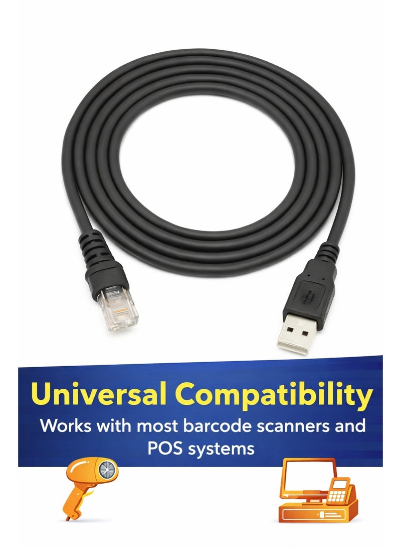 CABLE CONV USB to RJ45 Barcode Scanner Coiled Cable 1.5M High Speed POS Scanner Cable Durable & Flexible - Image 4