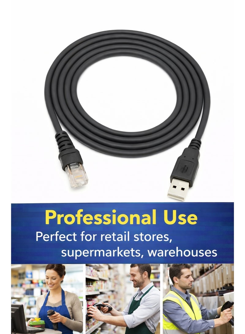 CABLE CONV USB to RJ45 Barcode Scanner Coiled Cable 1.5M High Speed POS Scanner Cable Durable & Flexible - Image 3