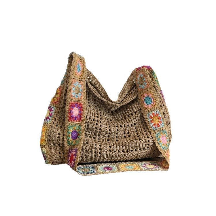 Women's Knitted Tote Bag Bohemian Crossbody Shoulder Bag - Image 1