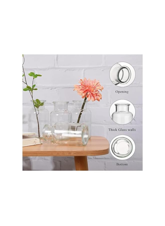 The Bros 6 Pack Living Vases Clear Glass Flower Vase Decorative Glass Bottles Small Vintage Flower Bottle Table Centerpiece Decoration for Home Wedding Party Event Office Modern Decor Clear (125ml) - Image 4