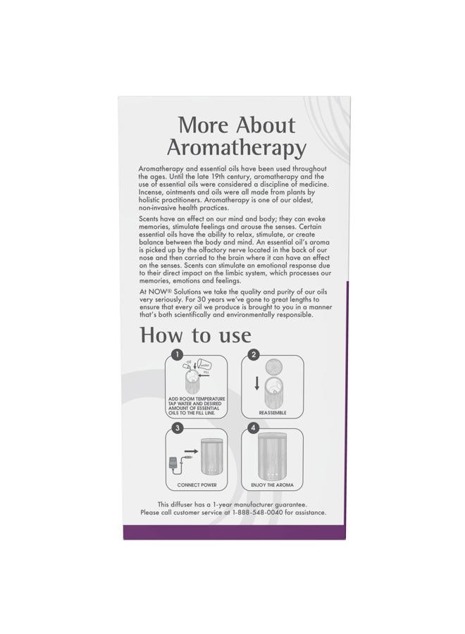 NOW Essential Oils, Ultrasonic Real Bamboo Aromatherapy Oil Diffuser, Extremely Quiet, Heat Free and Easy to Clean, Color Changing LED Diffuser - Image 5