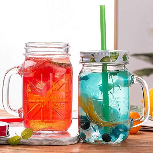 KELVEE Glass Coffee Sipper Mug with Leather Grip Pack of 1 400ml Clear Drinking Glasses Tumblers with Straws and Lids for Iced Tea Juice Cocktail Smoothies Drinks Cups Grey M 2 - Image 1