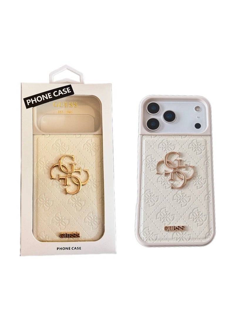 GUESS iPhone 17 Pro Max Cover PU Case With Cardslot  Script Metal Logo - White - Image 2