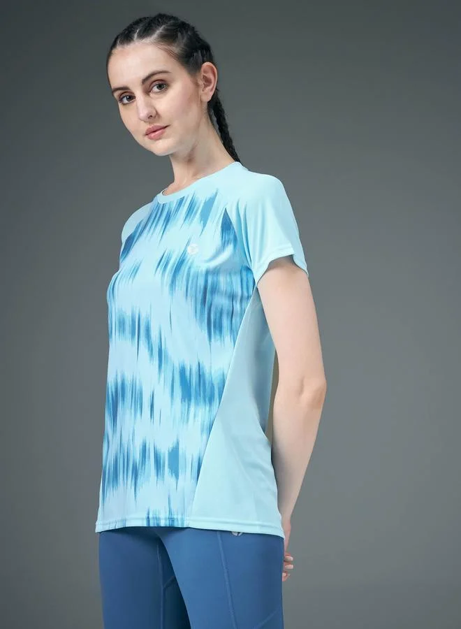 Technosport Technosport Women Blue Raglan Sleeve Slim Fit Top