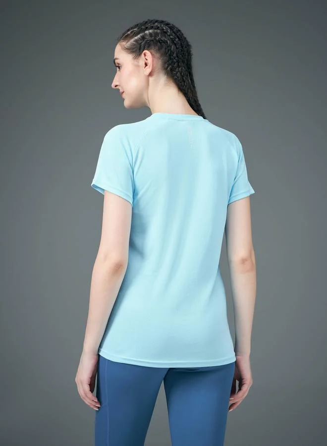 Technosport Technosport Women Blue Raglan Sleeve Slim Fit Top