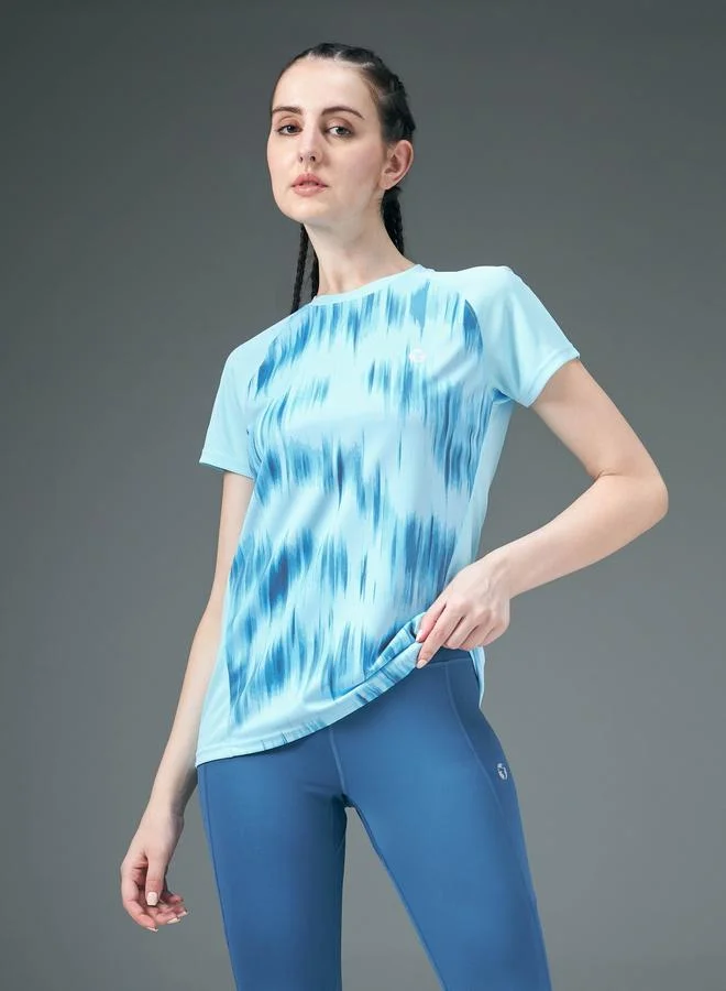 Technosport Technosport Women Blue Raglan Sleeve Slim Fit Top