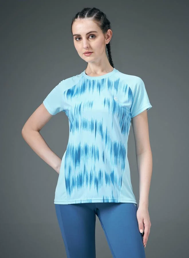 Technosport Technosport Women Blue Raglan Sleeve Slim Fit Top