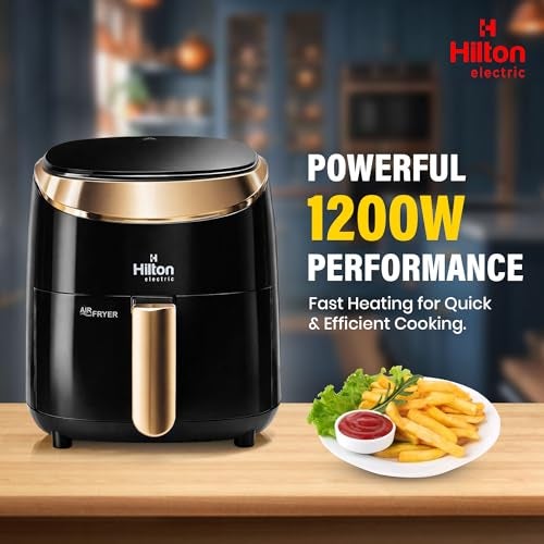 Hilton Electric Digital Air Fryer with Touch Panel, uses up to 90% less fat, Multi Pre-set Menu, 1200W, 4.2 Liter, with Rapid Air Technology Easy Clean Made in India - Image 3