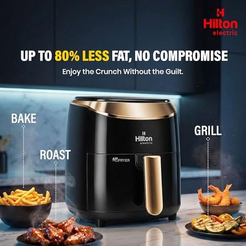 Hilton Electric Digital Air Fryer with Touch Panel, uses up to 90% less fat, Multi Pre-set Menu, 1200W, 4.2 Liter, with Rapid Air Technology Easy Clean Made in India - Image 4