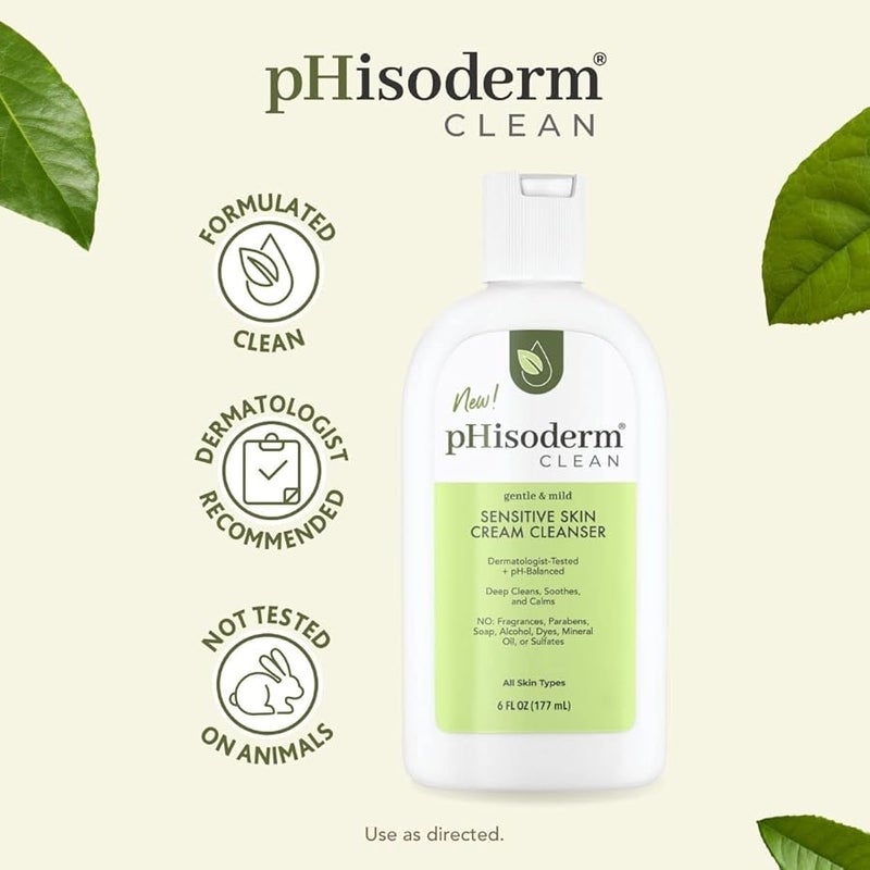 pHisoderm Clean Sensitive Skin Cream Cleanser  6 Fl Oz - Image 2