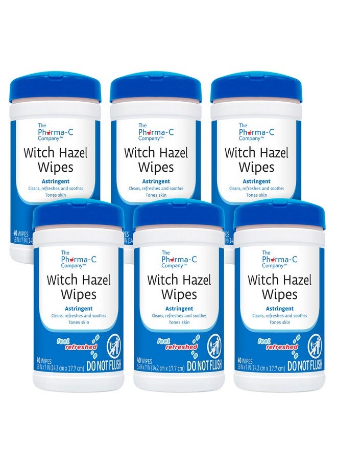 Pharma-C-Wipes Pharmac 100% Witch Hazel Wipes [6 Canisters] Daily Toner & Astringent Cleansing Cloths For Face  - Image 1