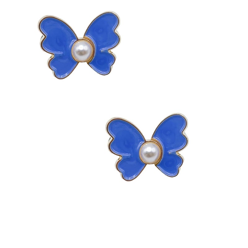 DYRROTH Dyrroth Adjustable Pant Waist TightenerAdjustable Waist Buckle No Sewing Required Pants Clips for WaistButterfly Button Pins Sewing Button for for Jeans Women Skirt 2 Pair Blue Butterfly  - Image 1