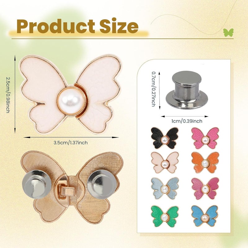 DYRROTH Dyrroth Adjustable Pant Waist TightenerAdjustable Waist Buckle No Sewing Required Pants Clips for WaistButterfly Button Pins Sewing Button for for Jeans Women Skirt 2 Pair Blue Butterfly  - Image 5