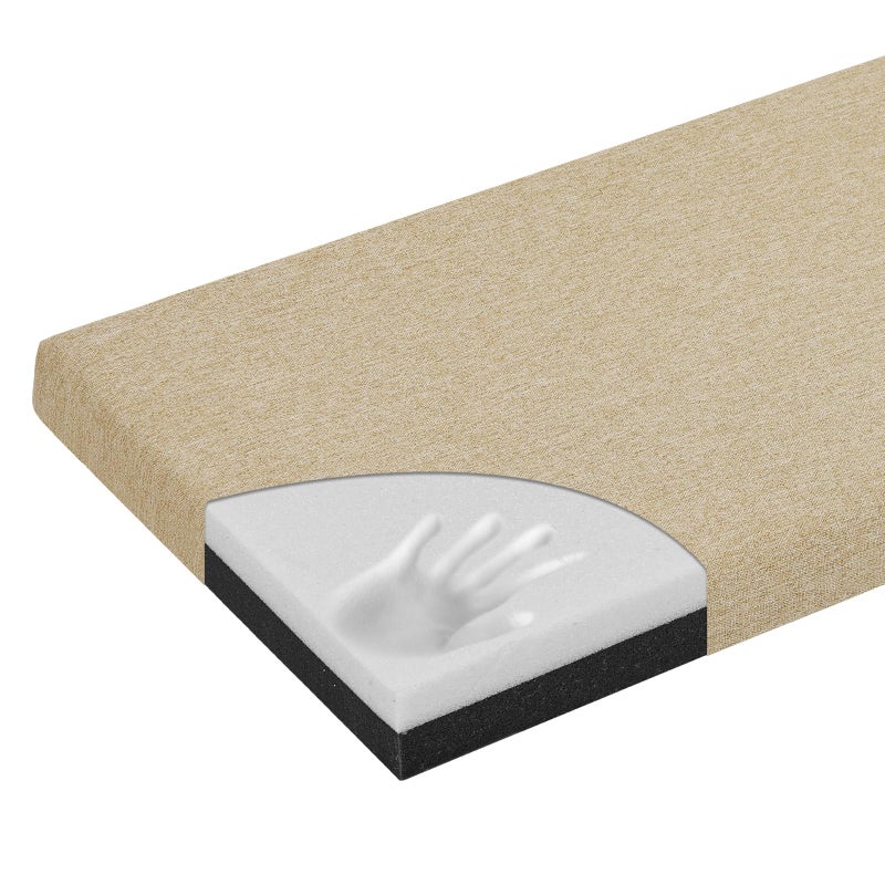 baibu 48 Inch Bench Cushion, Dual-Layer Design Memory Foam Indoor Bench Cushion, Non-Slip Standard Size Rectangle Seat Pad with Ties, 48x16x2Inch, Beige - Image 1
