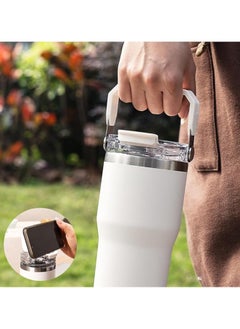 TYCOM Quencher ProTour Flip Straw Tumbler with Leakproof Lid 30 oz Built In Straw Handle Cupholder Compatible for Travel Insulated Stainless Steel Cup Top Handle White.  - Image 3