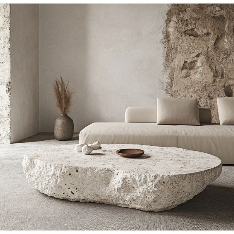 DANUBE HOME Fossil Stone Mgo Coffee Table  | All Weather 1 Piece Outdoor Coffee Table | Modern Design Furniture For Balcony, Garden Bench Seating Terrace Lawn Patio Poolside - L107xW56xH45cm -Multi Color - Image 5