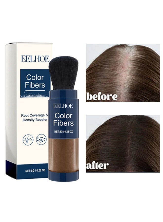 إيلهو ألياف ملونة، مملس شعر ملون مع فرشاة، لون شعر مؤقت للجذور مع ألياف تكثيف الشعر للنساء والرجال (بني غامق) - Image 1