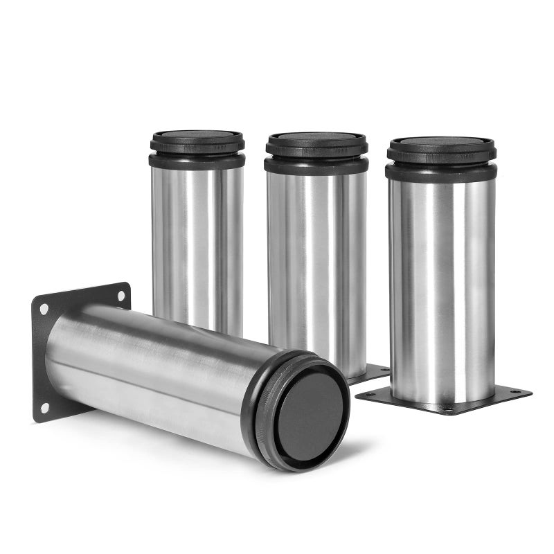 Masendelk 6 Inch Metal Furniture Legs Stainless Steel Adjustable Legs Silver Metal Legs Round Cabinet Legs For Coffee Table Cabinet Desk Sofa Shelves  Pack Of 4 - Image 1