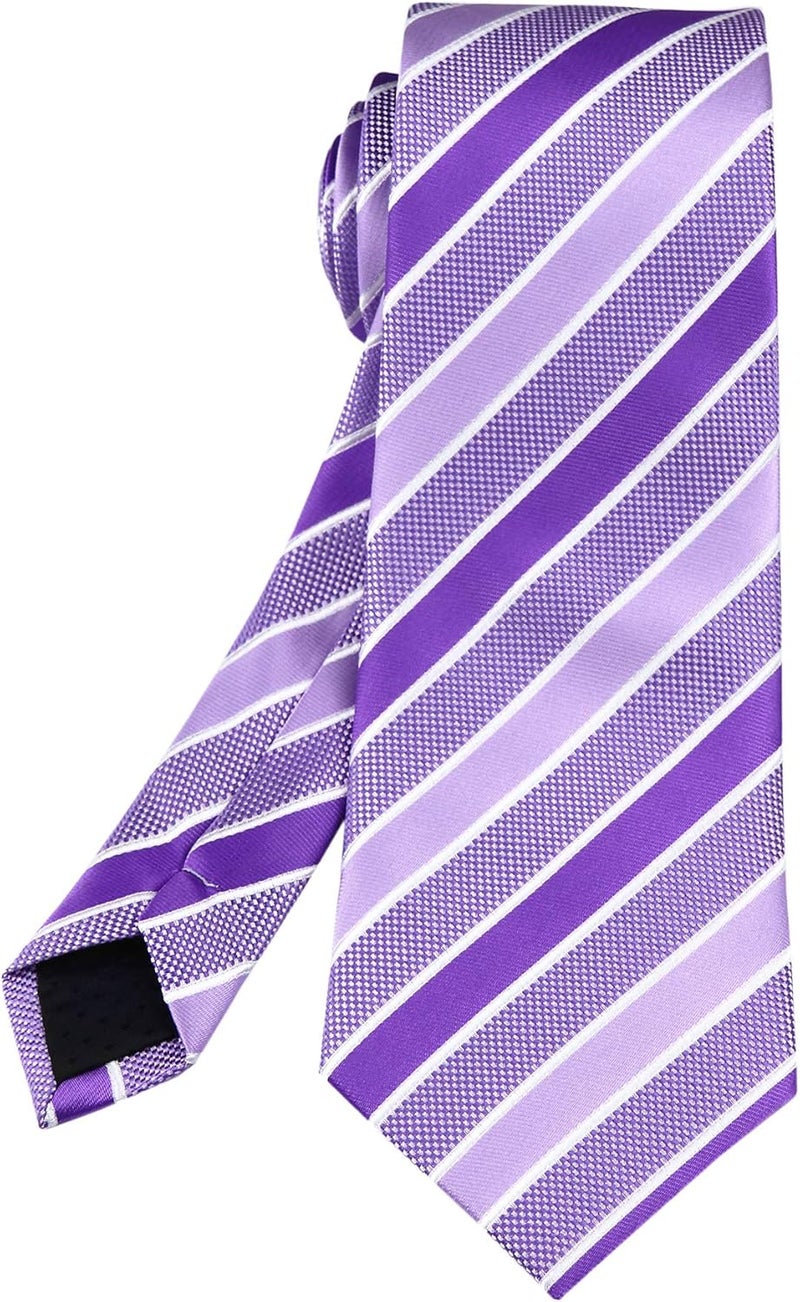 Secdtie Men's Classic Stripe Jacquard Woven Silk Tie Formal Party Suit Necktie - Image 3