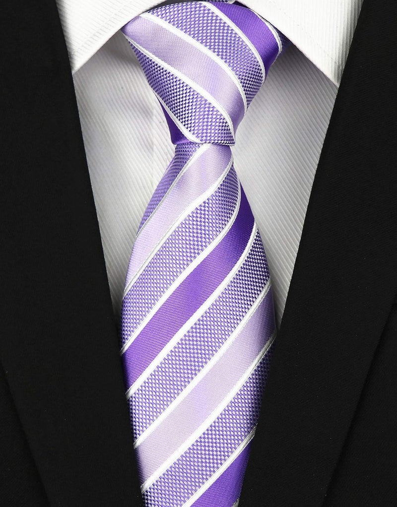 Secdtie Men's Classic Stripe Jacquard Woven Silk Tie Formal Party Suit Necktie - Image 2