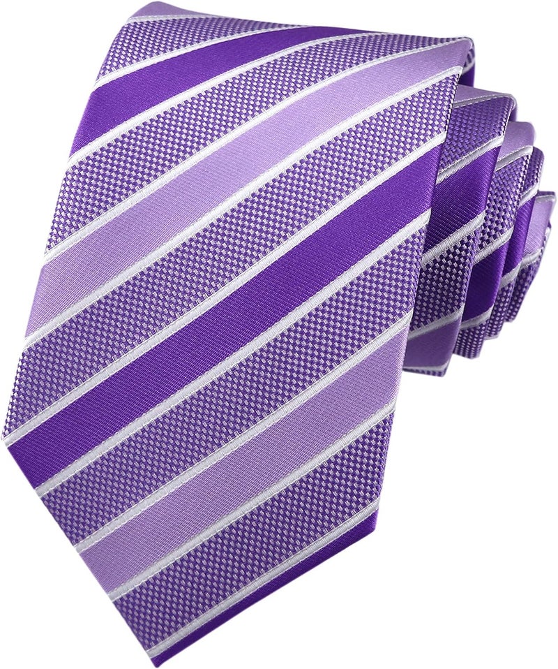 Secdtie Men's Classic Stripe Jacquard Woven Silk Tie Formal Party Suit Necktie - Image 1