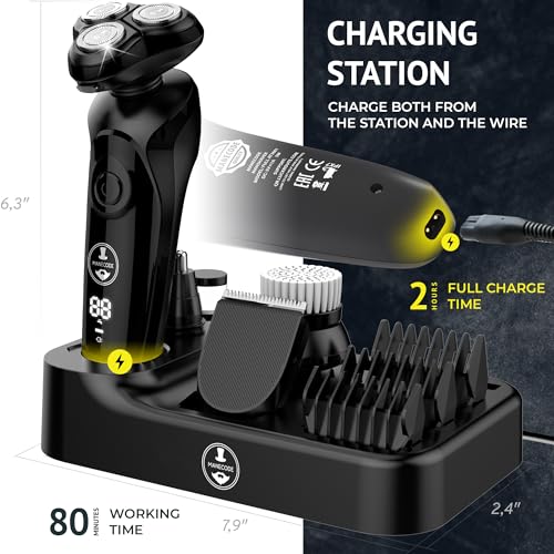 MANECODE 7-in-1 Electric Razor for Men with USB Charging Station - Shaver with Floating 8 Contouring Technology and IQ Cleaning Sensor - Image 3