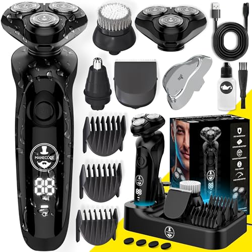 MANECODE 7-in-1 Electric Razor for Men with USB Charging Station - Shaver with Floating 8 Contouring Technology and IQ Cleaning Sensor - Image 1