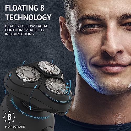 MANECODE 7-in-1 Electric Razor for Men with USB Charging Station - Shaver with Floating 8 Contouring Technology and IQ Cleaning Sensor - Image 4