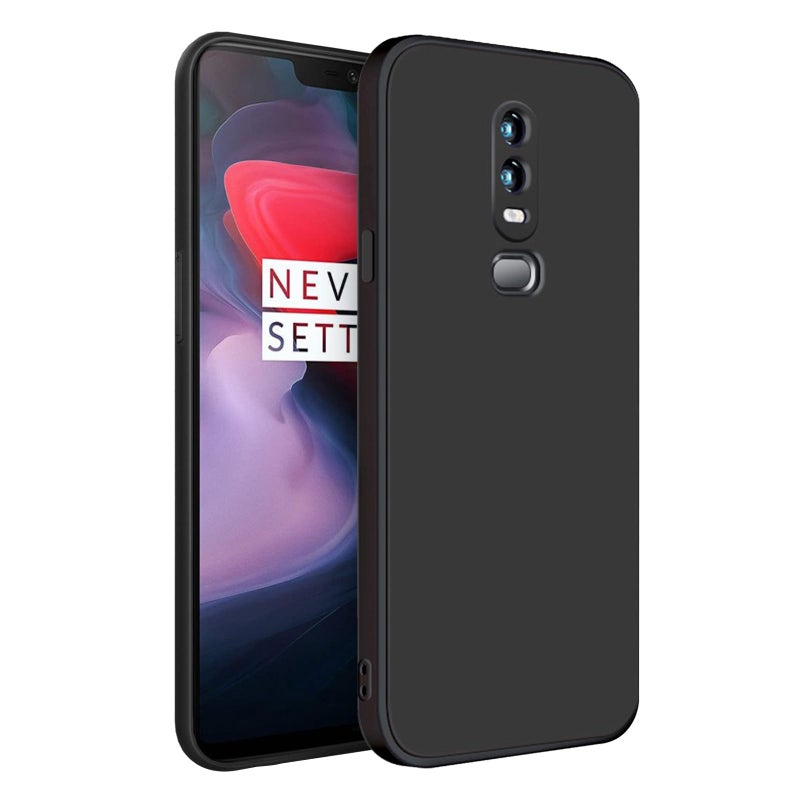 Maykela Silicone Cover Case Cover Compatible with Oneplus 6 Thin with Camera Protection Soft Interior Slim Fit Flexible Phone Case for Oneplus 6Black