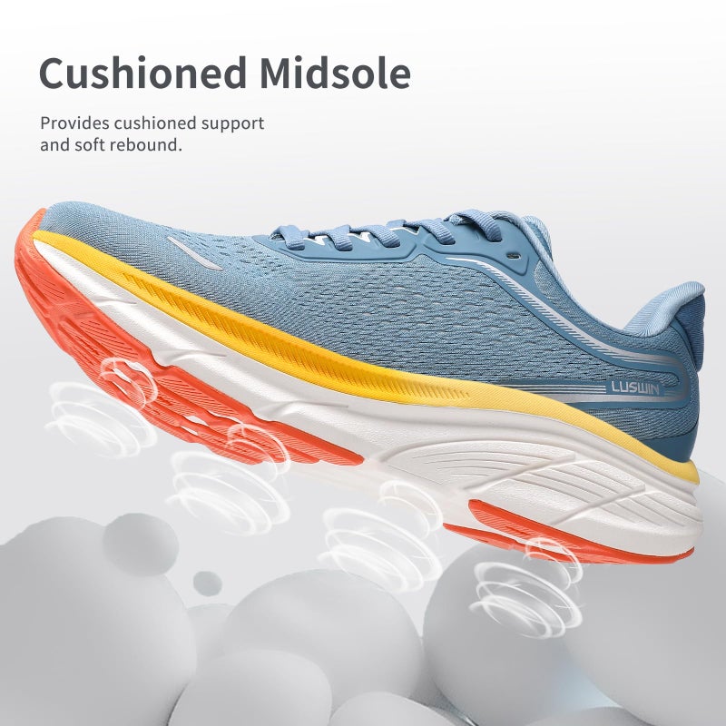 LUSWIN Men's Walking Shoes Lightweight Breathable Cushioning Running Shoes Athletic Tennis Workout Gym Non Slip Comfortable Fashion Sneakers,Blue EU43 - Image 2