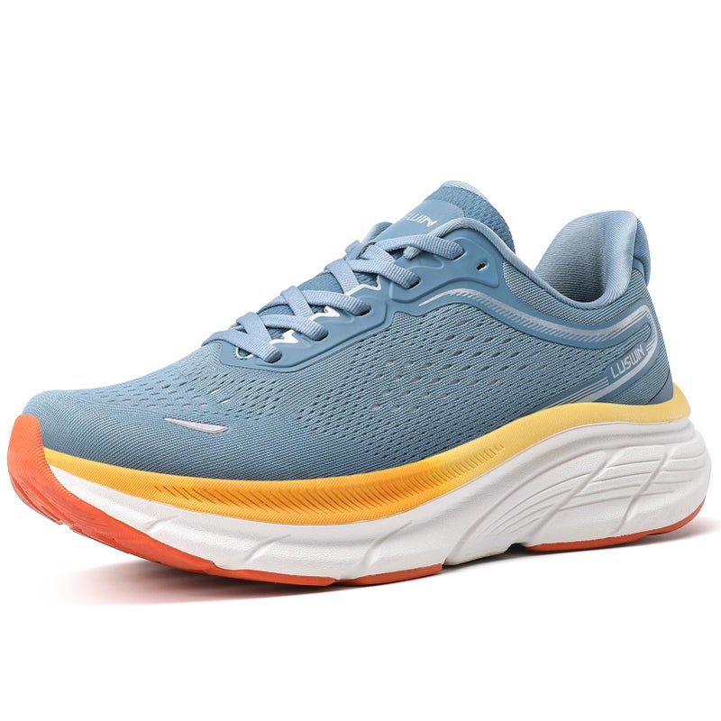 LUSWIN Men's Walking Shoes Lightweight Breathable Cushioning Running Shoes Athletic Tennis Workout Gym Non Slip Comfortable Fashion Sneakers,Blue EU43 - Image 1