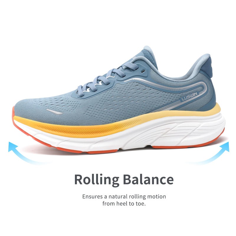LUSWIN Men's Walking Shoes Lightweight Breathable Cushioning Running Shoes Athletic Tennis Workout Gym Non Slip Comfortable Fashion Sneakers,Blue EU43 - Image 5