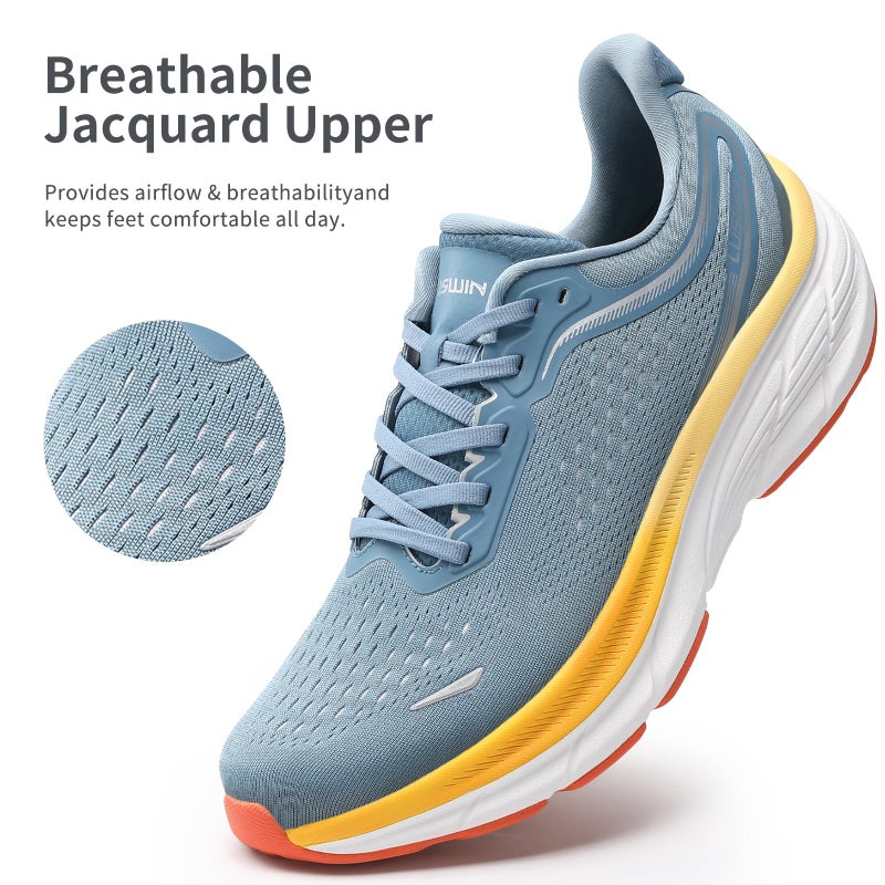 LUSWIN Men's Walking Shoes Lightweight Breathable Cushioning Running Shoes Athletic Tennis Workout Gym Non Slip Comfortable Fashion Sneakers,Blue EU43 - Image 3