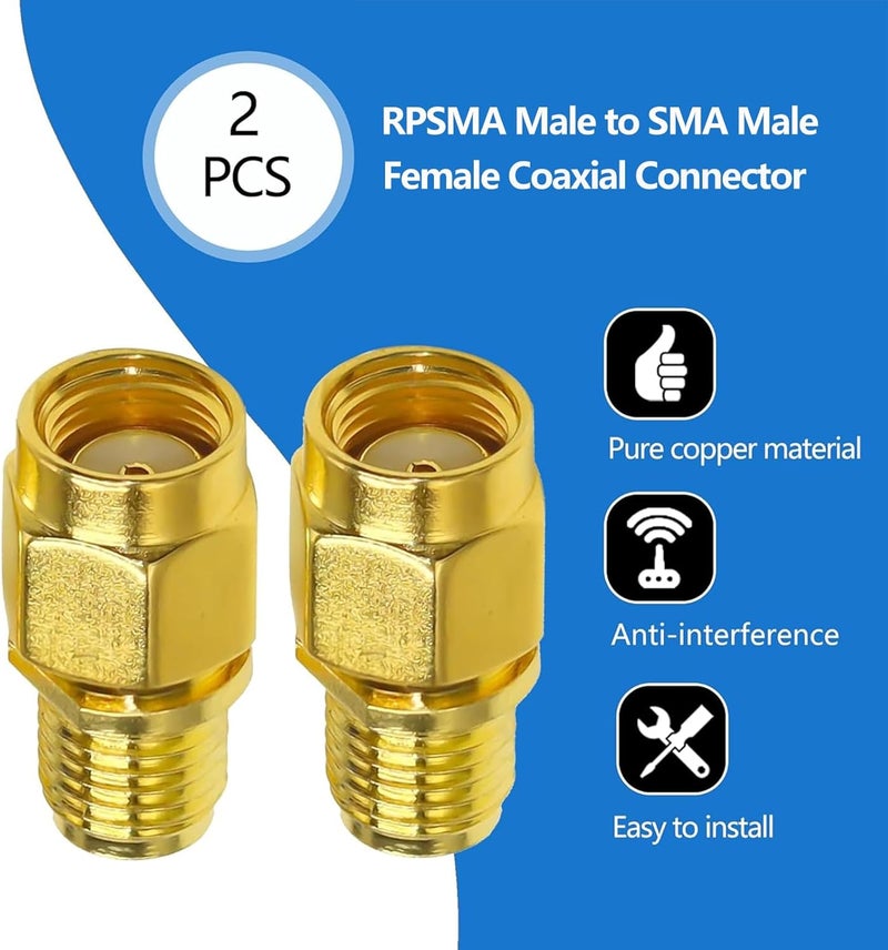 TUOLNK 2PCS SMA Coax Connector Gender Changers, Female to RP-SMA Male Coaxial Adapter, Low Loss Coax Cable for Radio Antenna, Audio - Image 4