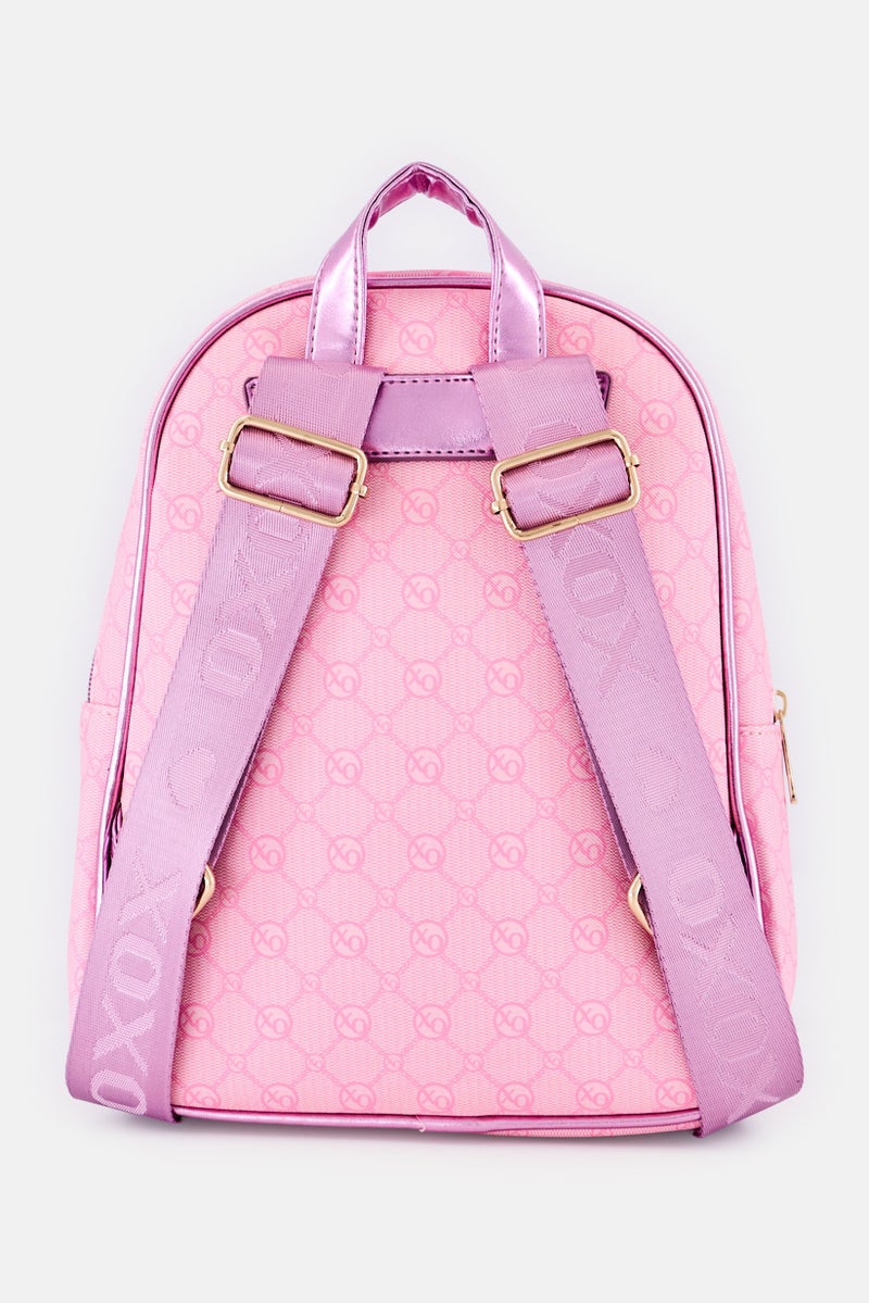 XOXO Women Brand Logo Vegan Leahter Backpack With Small Pouch, Multicolor  - Image 2