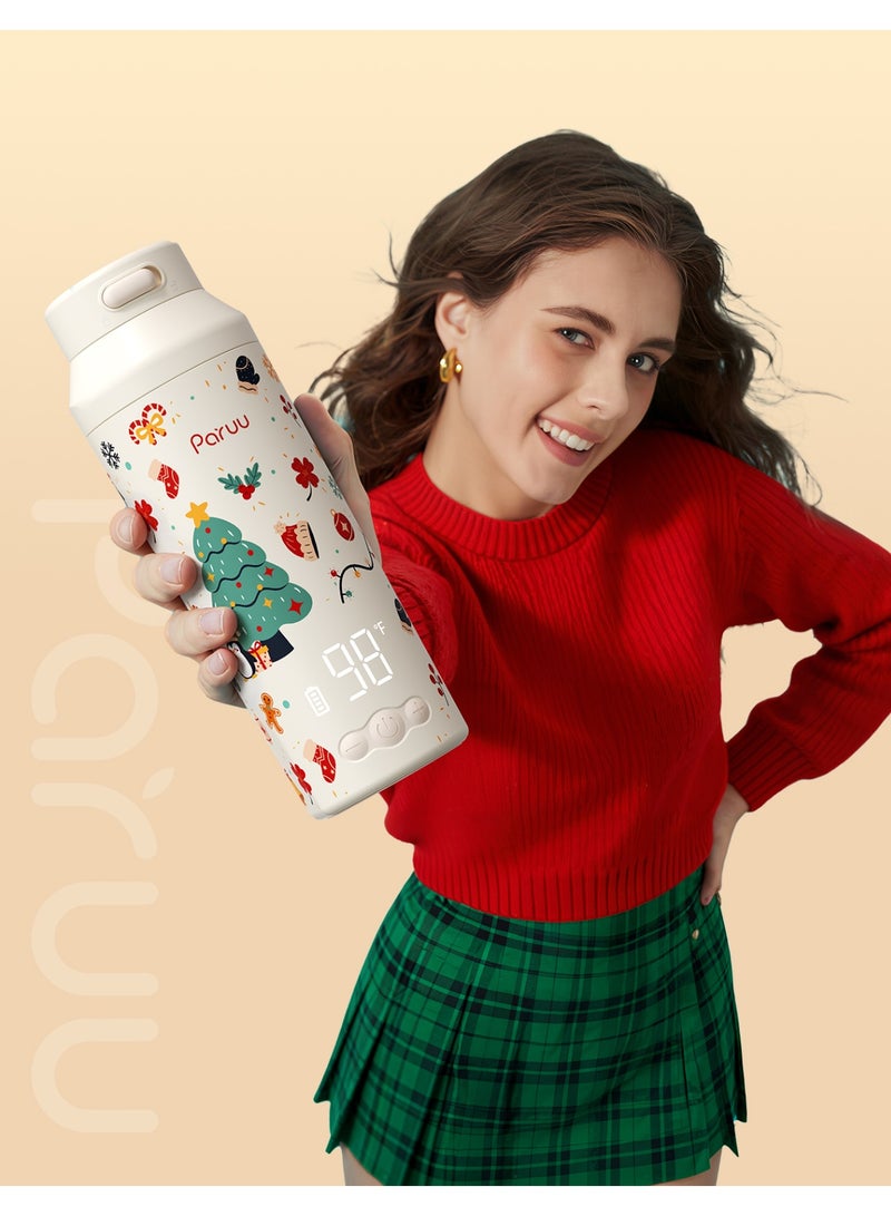 Paruu سخان زجاجة محمول للسفر، فوهة واسعة سهلة التنظيف، سخان حليب محمول مع تسخين سريع لتغذية الليل، 7 إعدادات حرارة، سعة كبيرة 12 أونصة - Image 3