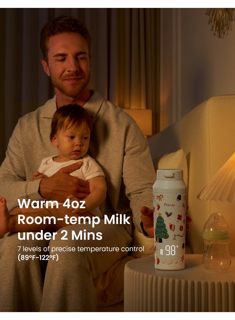 Paruu سخان زجاجة محمول للسفر، فوهة واسعة سهلة التنظيف، سخان حليب محمول مع تسخين سريع لتغذية الليل، 7 إعدادات حرارة، سعة كبيرة 12 أونصة - Image 5