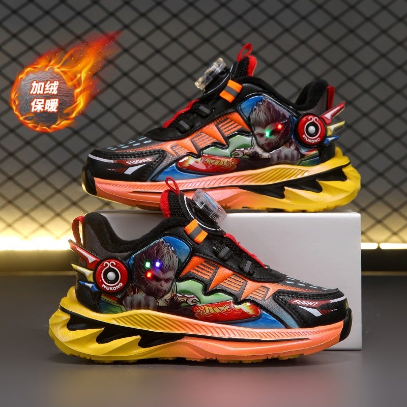 New Children'S Sneaker Boys And Girls Cartoon Fleece-Lined Warm Two Cotton Middle School Children'S Cotton Shoes Running Shoes - Image 3