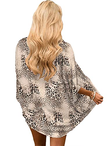 BB&KK Women's Chiffon Leopard Kimono Cover Up Tops Summer Lightweight Cardigans Animal Cheetah Print Boho Beach Small - Image 3