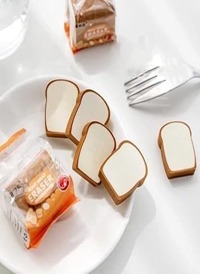 BriKSHi Cute Food Shape Pencil Erasers Set for Kids – Mini Puzzle Erasers (Chips, Bread, Makeup & More) – School Supplies Gift Pack (Bread Erase) - Image 5