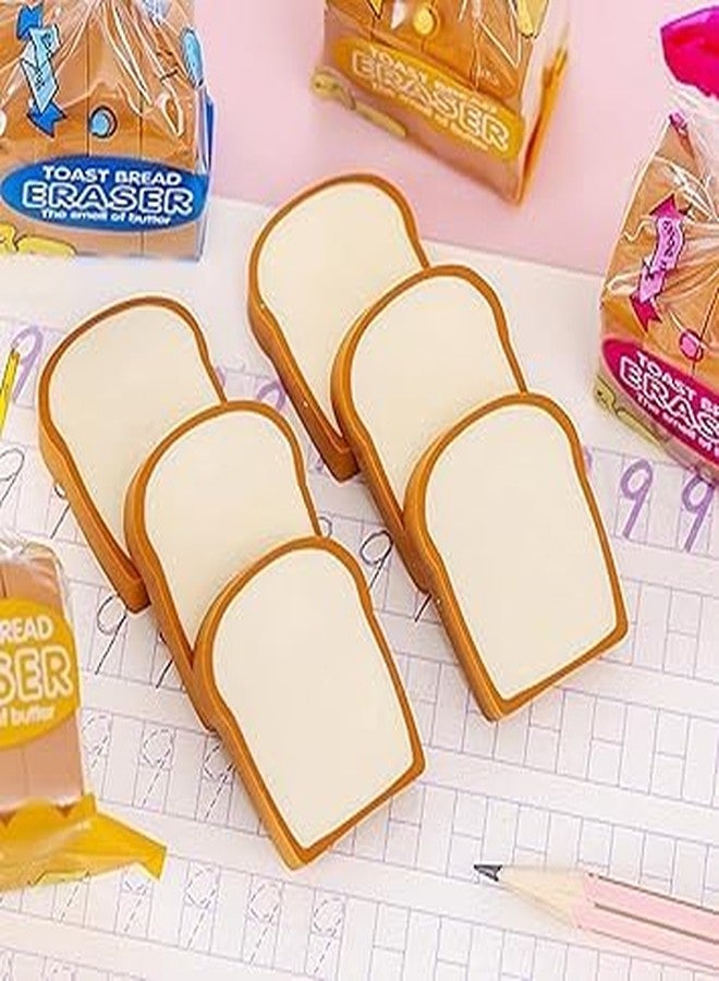 BriKSHi Cute Food Shape Pencil Erasers Set for Kids – Mini Puzzle Erasers (Chips, Bread, Makeup & More) – School Supplies Gift Pack (Bread Erase) - Image 3